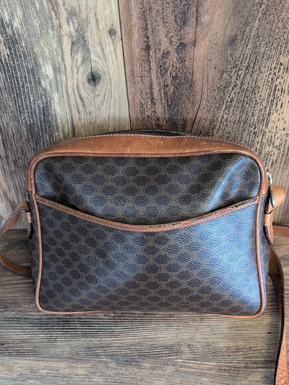 Celine Mini Shoulder Bag Macadam Triomphe Pochette PVC Leather Vintage Crossbody - Picture 3 of 15